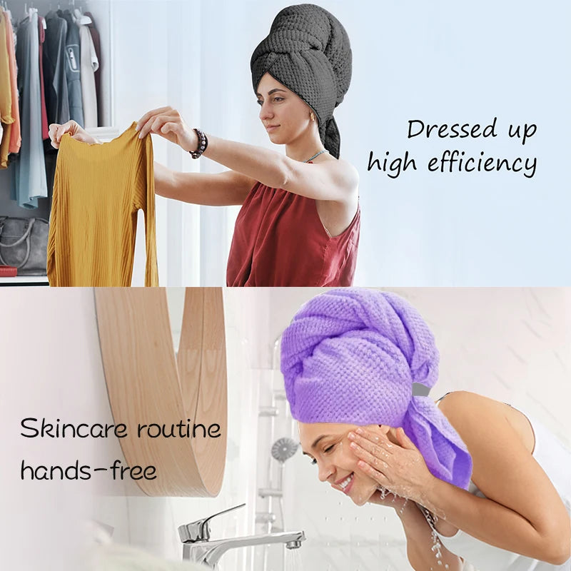 Ultra-Absorbent Microfiber Hair Towel Wrap – Quick Dry with Elastic Band (Turban Towel) - Glamorize Hair & Beauty 