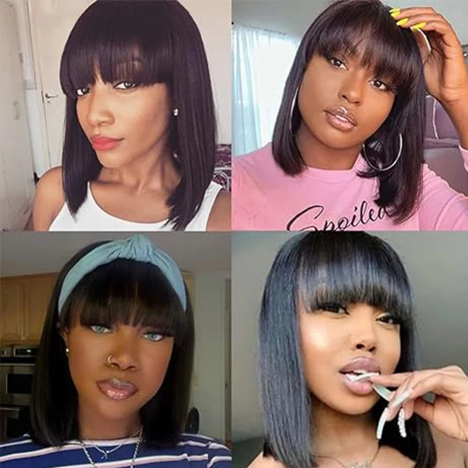 LuxeBob Remy Brazilian Short Wig – Sleek Bang Perfection - Glamorize Hair & Beauty 