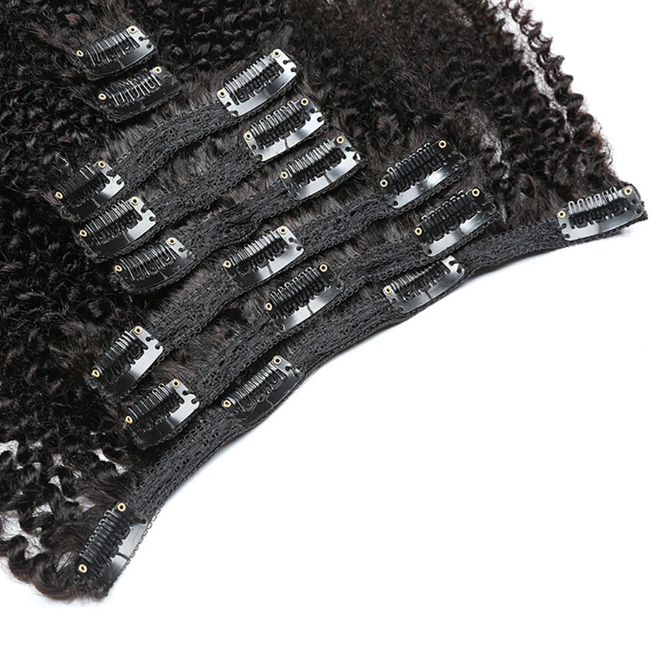 Kinky Curly Clip-In Hair Extensions – 3C/4A Afro Human Hair Full Head Set - Glamorize Hair & Beauty 
