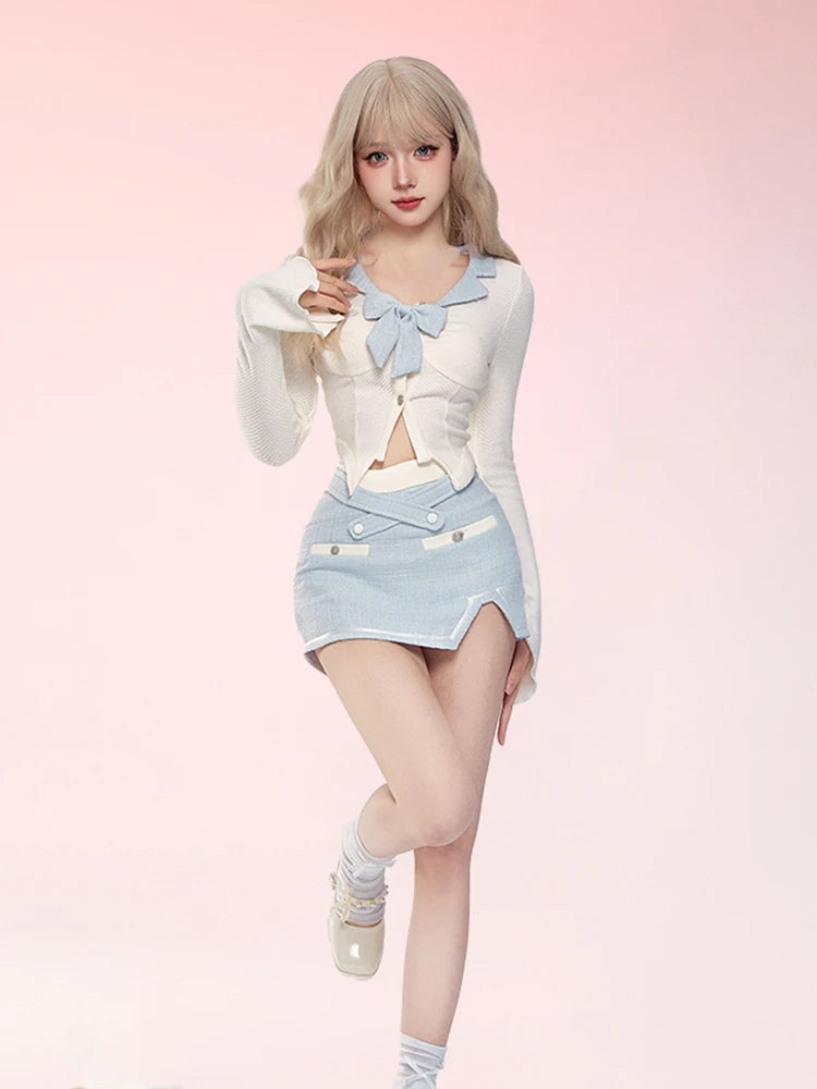 Autumn Lolita Chic 2-Piece Set – Y2K Japanese Style Crop Top & Bodycon Mini Skirt - Glamorize Hair & Beauty 