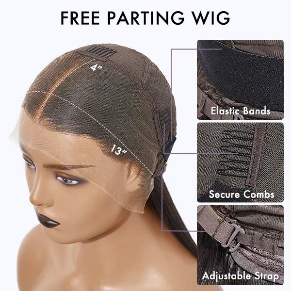 Sophianna 13x6 Frontal Lace Natural Black Body Wave Side Part Long Wig 100% Human Hair for woman - Glamorize Hair & Beauty 