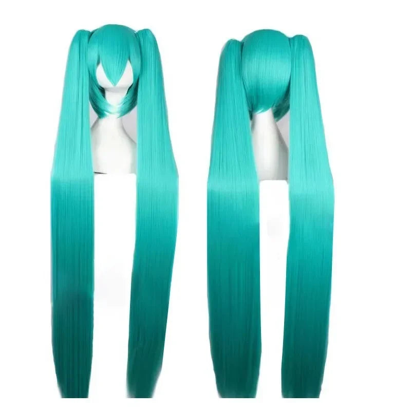 110cm Long Miku Cosplay Wig – Heat-Resistant Synthetic Hair with Clip-In Ponytails - Glamorize Hair & Beauty 