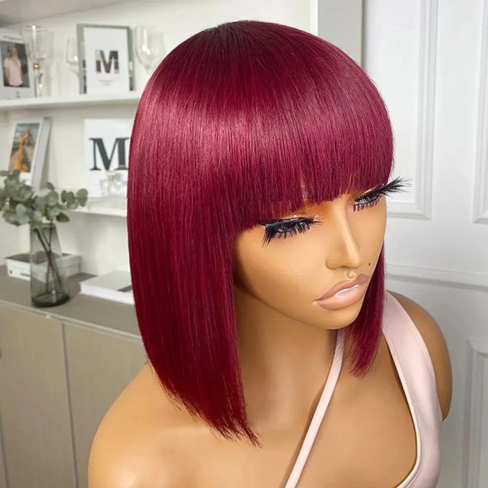 SleekChic Bob Wig – Brazilian Straight with Bangs - Glamorize Hair & Beauty 