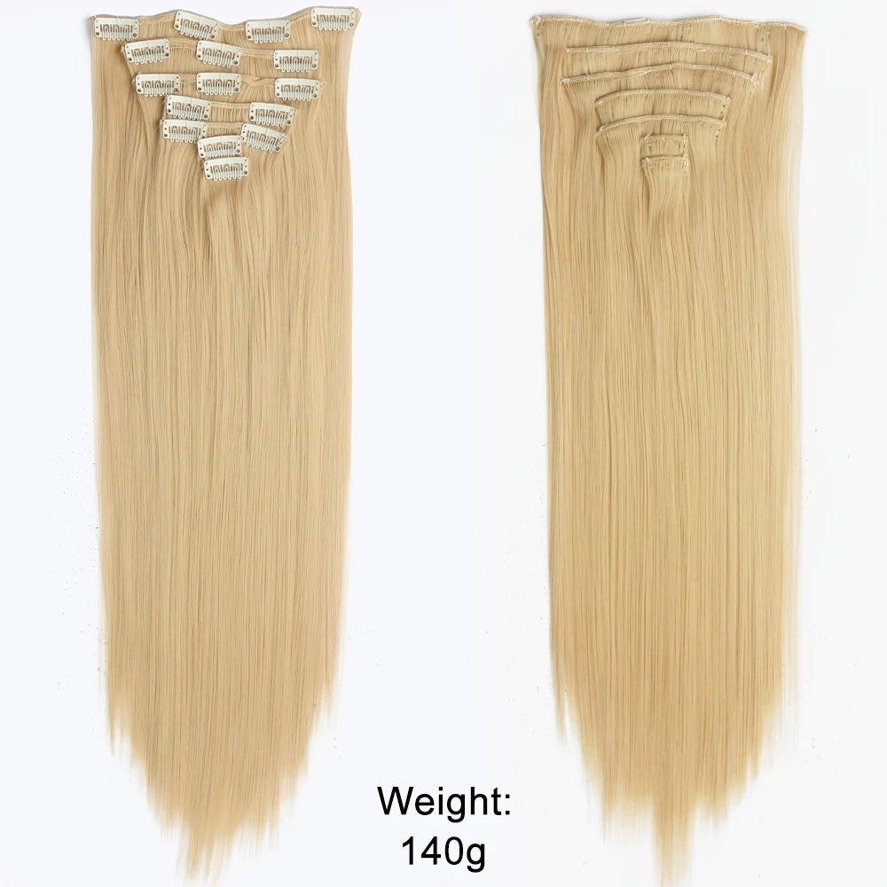 7-Piece Ombre Clip-In Hair Extensions – Heat-Resistant, Long Straight Style - Glamorize Hair & Beauty 