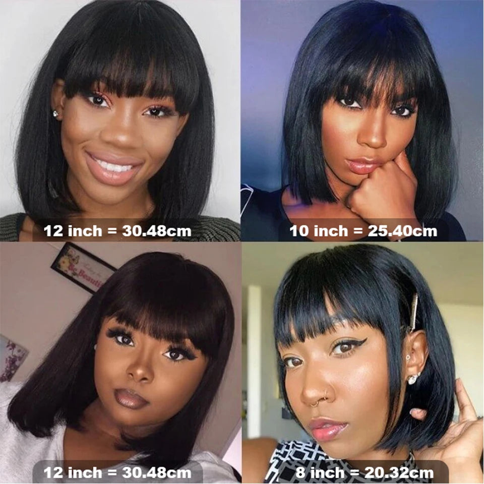 LuxeBob Remy Brazilian Short Wig – Sleek Bang Perfection - Glamorize Hair & Beauty 