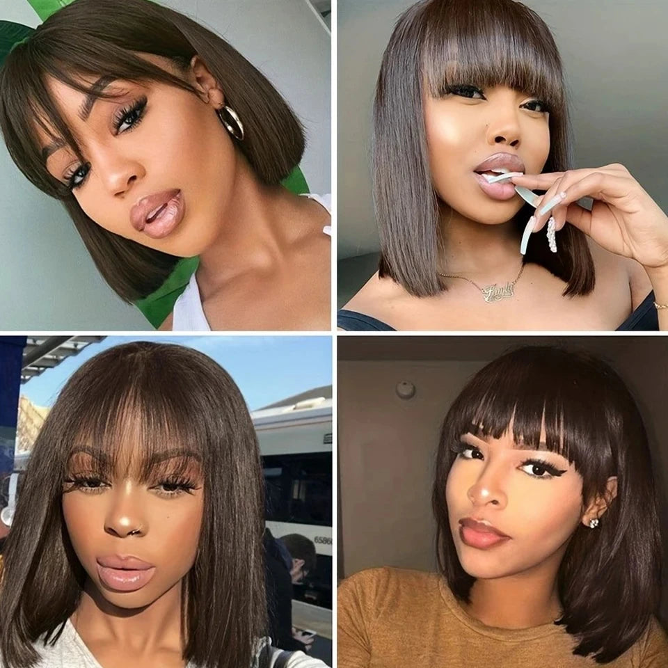 SleekChic Bob Wig – Brazilian Straight with Bangs - Glamorize Hair & Beauty 