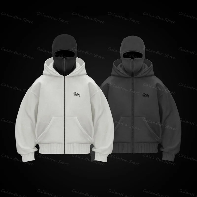 GHB Retro Balaclava Hoodie – Double-Layer Multiple Color Winter Streetwear - Glamorize Hair & Beauty 