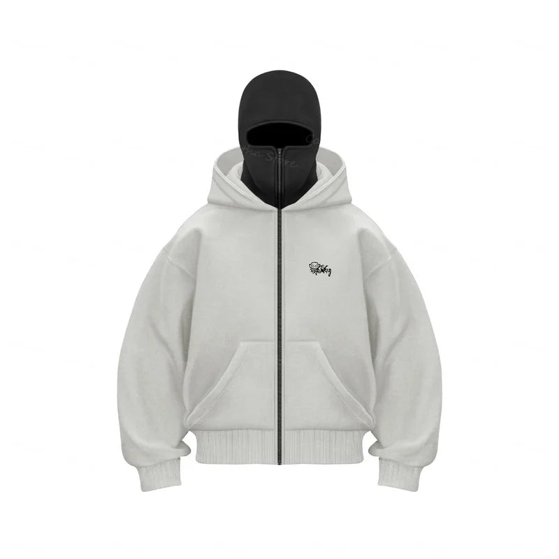 GHB Retro Balaclava Hoodie – Double-Layer Multiple Color Winter Streetwear - Glamorize Hair & Beauty 
