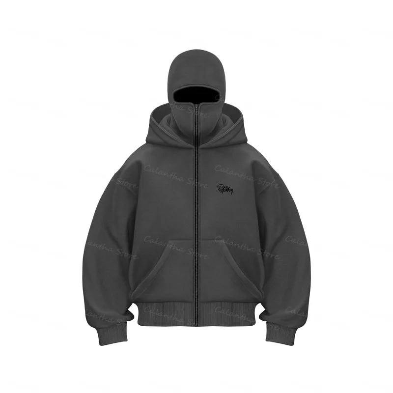 GHB Retro Balaclava Hoodie – Double-Layer Multiple Color Winter Streetwear - Glamorize Hair & Beauty 