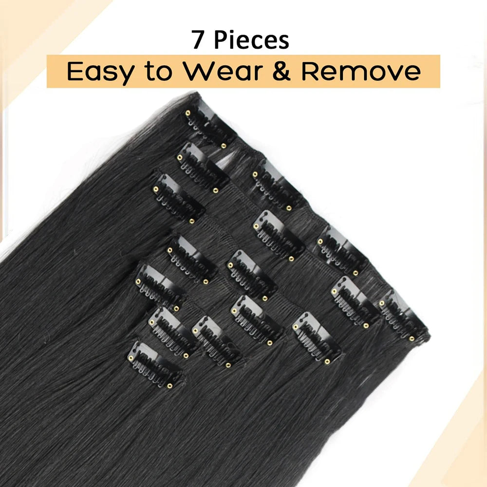 7-Piece Ombre Clip-In Hair Extensions – Heat-Resistant, Long Straight Style - Glamorize Hair & Beauty 