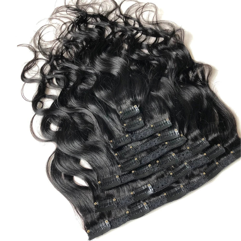 Body Wave Clip-In Human Hair Extensions – Full Head, 120g Brazilian Hair Set - Glamorize Hair & Beauty 