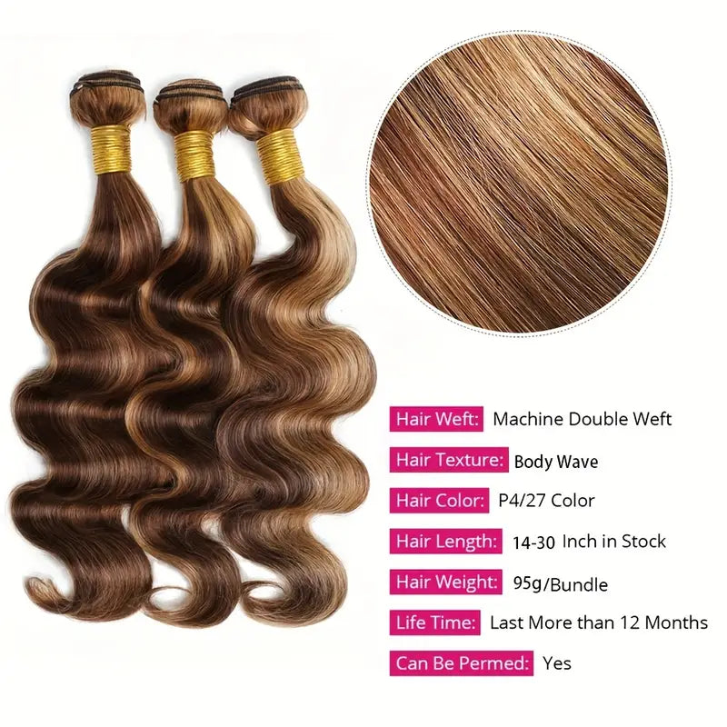 Body Wave Highlight Hair Bundles – Pre-Colored Peruvian Human Hair - Glamorize Hair & Beauty 
